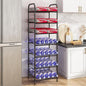 GILLAS 7 Tier Without Wooden Top Water Bottle Storage Rack, Free Standing Vertical Metal,Water Bottle Organizer, Large Capacity Bottled Rack Water Holder Stand for Cabinet Kitchen Party Pantry,Black