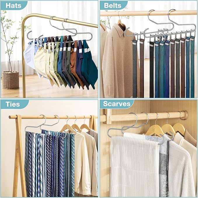 Hat Storage Organizer for Baseball Caps, Lomrsiul Non Slip PVC Coating Hat Rack Hangers for Closet Hat Holder Max 10 Hats Closet Organizers and Storage for Cap Purse Belt Tie Bra Grey 4 Pack