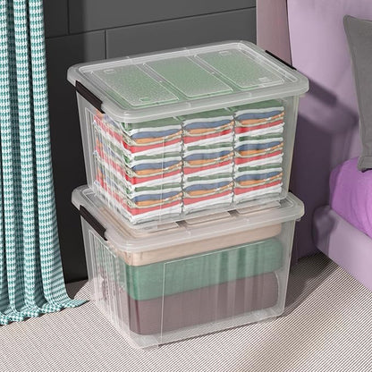 70 Quart Large Plastic Storage Boxes with Wheels, Clear Latching Box, 4 Packs