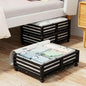 Bamboo Under Bed Storage Containers- Underbed Organizer with Wheels with Large Capacity Dust Bag,Sturdy Wood Rolling Under Bed Shoe Storage Organizer 2 Packs (Black, 2 Packs (23.62"×16.54"))