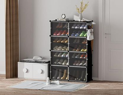 HOMIDEC Shoe Rack, 8 Tier Shoe Storage Cabinet 32 Pair Plastic Shoe Shelves Organizer for Closet Hallway Bedroom Entryway