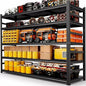 48''W Garage Shelving,3300LBS Heavy Duty Garage Shelving,73.2"H Industrial Shelving,Adjustable Storage Shelf Unit with Double Layer Posts for Garage,Basement,Warehouse,Commercial,Black 5 Tier