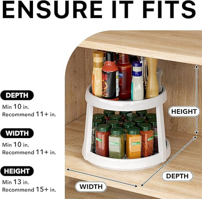 Simple Houseware 2-Tier Lazy Susan Spice Organizer, 10" Diameter, White/Gray
