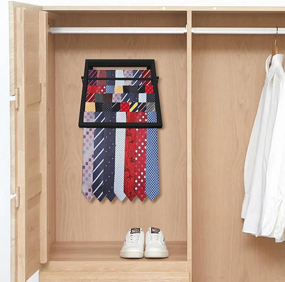 Tie Organizer for Men, Tie Organizer up to 54 Ties, Metal Tie Racks for Men Closet, Tie Holders for Closet, Tie Rack Wall Mounted, Suitable for Ties, Scarves and Belts Organization (Black)