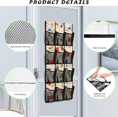 Butterfly Floral 12-Pocket Sports Gear Organizer, Ventilated Mesh for Shoes, Water Bottles, Towels, Gym & Locker Room Storage