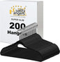 Quality Hangers 200 Pack Slim Plastic Hangers for Clothes - 16.5" Won't Crease Your Clothes, Heavy Duty Non-Velvet Black Hangers, 360° Swivel Chrome Hook Dresses Coats Shirts