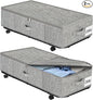 Large Sturdy Under Bed Storage with Wheels, 2 Pack 50L Rolling Underbed Storage Bins, Under Bed Containers Drawer with Metal Bottom Support, Bedroom Organizer with Lids for Clothes, Shoes, Blankets