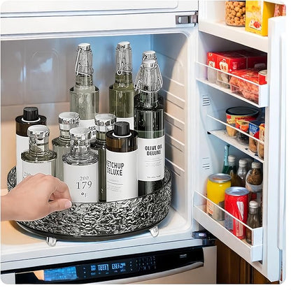 2Pcs Premium Lazy Susan Organizer,9&11in Turntable Organizer for Bathroom, Kitchen, Vanity, Countertop, Table Top, Cabinet, and Frige, Perfume, Skin Care, Makeup, Spice Organizer, 360° Rotating