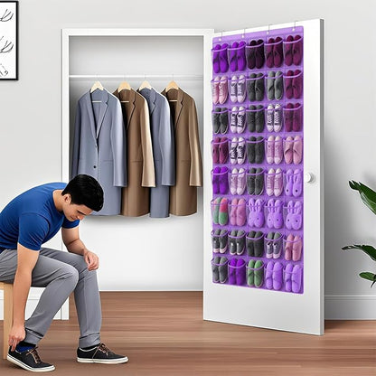 40-Pocket Over the Door Shoe Organizer - Large Mesh Pocket Hanging Shoe Organizer,Behind the Door Shoes Storage Holder Hanger