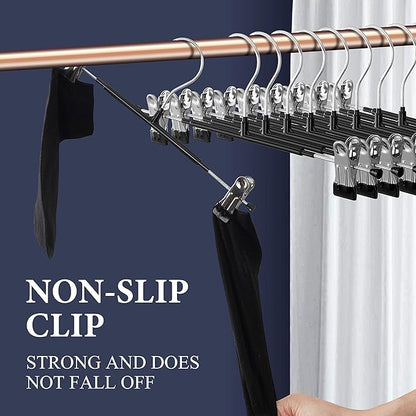 14Inch Black Pants Hangers with Clips 20 Pack Adjustable Skirt Hangers for Women Non-Slip Trousers,Shorts Hanger for Jeans Clothes Hangers for Pants Heavy Duty Space Saving