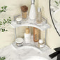 KES Ceramic Bathroom Corner Countertop Organizer, 2-Tier Marble Pattern Corner Counter Shelf, Vanity Skincare Perfume Organizer and Makeup Storage, Polished Chrome, BSC900B-CH