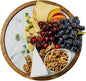 Rickby, 12" Premium Acacia Wood Lazy Susan Turntable for Table Top with Removable Marble Texture Glass Plate, Wooden Lazy Susan for Dining Table Centerpiece & Kitchen Countertop