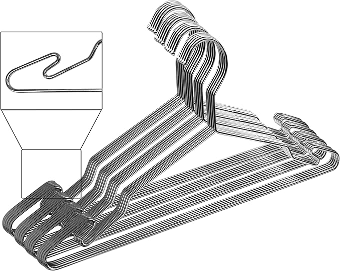 Standard Duty Metal Hangers with Unique Hook Design Durable & Sturdy Coat Hangers 3.2mm Thick Supports Up to 15 lb Weight Smooth Finish Compact Shirt Hangers - 40 Pack Chrome
