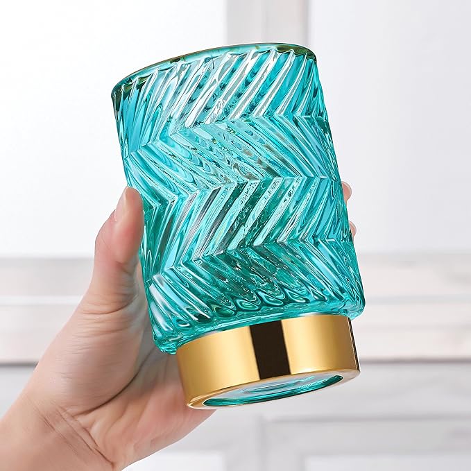 Makeup Brush Holder Organizer,Toothbrush Holders,Desk Pen Pencil Holder,Multifunctional Vintage Glass Brush Cup（A40-6-US）