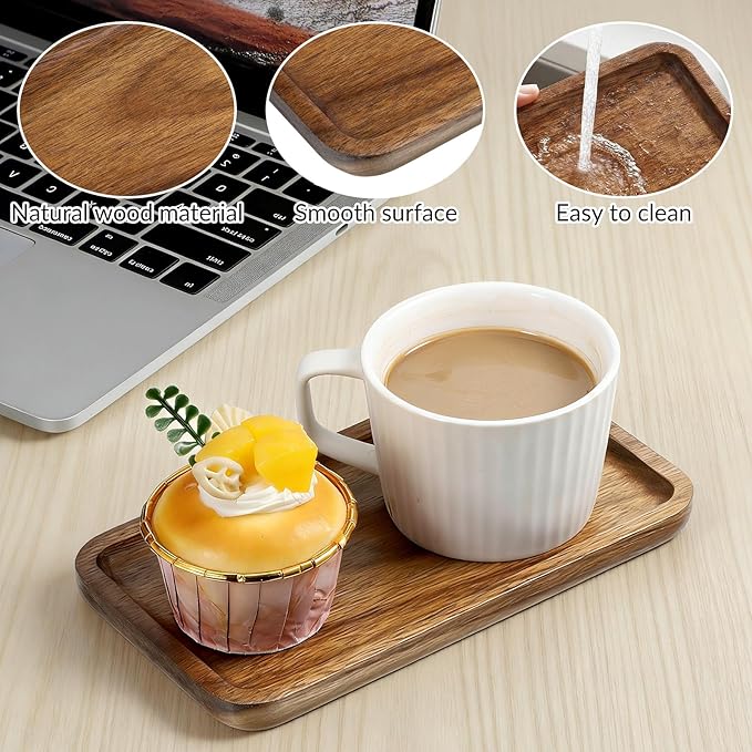 Wood Tray for Bathroom, Wood Soap Dispenser Tray, Toilet Tank Tray, Kitchen Tray, Comestic Holder Bathtub Organizer, Home Decor Ideal for Jewelry, Cosmetics, and Small Items (7.5 x 4 x 0.6 inch)