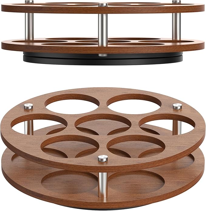 Rotating Coffee Syrup Organizer Rack,Syrup Bottle Stand Holder for Coffee Syrup Station,7 Bottles Storage Display Turntable Tray&Lazy Susan for Syrup,Liquor Wine in Kitchen Countertop
