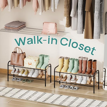 viewcare Shoe Rack for Closet, 2-Tier Long Shoe Rack for Entryway & Garage, Sturdy Metal Construction, Shoe Organizer Holds 6-10 Pairs