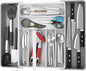 Simple Houseware Expandable Kitchen Drawer Flatware Organizer, Gray/White