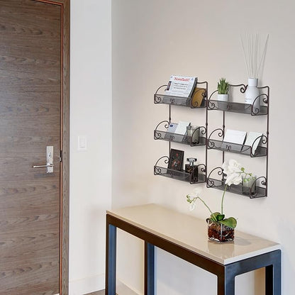 Deco Brothers 3 Tier Wall Mounted Spice Rack, 2 Pack, Bronze