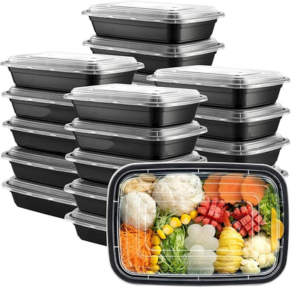 GUSTO 28 oz - 1 Compartment Meal Prep Containers with Lids – [50 Count] Reusable, Microwaveable, Dishwasher & Freezer Safe, BPA-Free Food Storage Boxes for Portion Control (Formerly Comfy Package)
