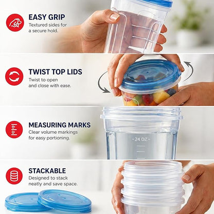 Tafura 10 Pack 32 Oz Freezer Storage Containers Leak-Proof - BPA Free Soup Containers with Lids - Reusable Freezer Containers for Food with Twist Top Lids - Ideal for Meal Prep, Leftovers & Pantry