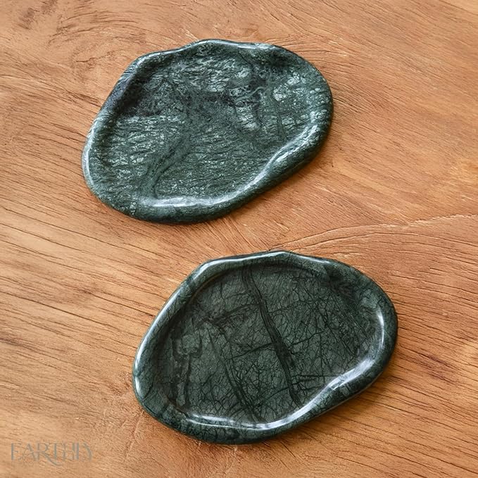 Natural Marble Trinket Tray – 9"x6" Cloud Shaped Decorative Dish for Jewelry, Keys, Perfume, Cosmetics, Vanity, Bathroom, Candle, Kitchen & Countertop | Stone Catchall or Gift (Indian Green)