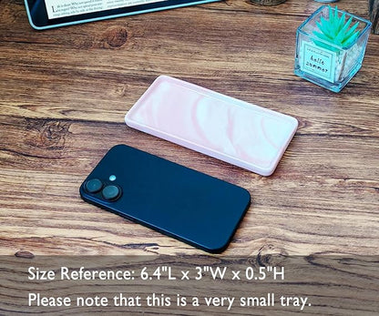 6.4" Porcelain Small Bathroom Tray, Ceramic Countertop and Vanity Tray for Cosmetics, Perfume, Jewelry, Candle - Kitchen Soap Tray for Kitchen Counter (Pink)
