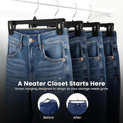 Utopia Home Skirt Hangers - 30 Pack Plastic Hangers with Clips and 360 Swivel Hook for Closet Use and Hanging Bottoms Such as Skirts Pants Jeans