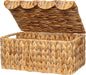 StorageWorks Wicker Basket with Scalloped Edge Lid, Handwoven Water Hyacinth Baskets for Bedroom, Living Room, 13" L x 9 ½" W x 6" H