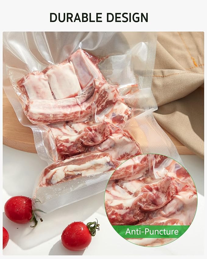 Syntus Vacuum Sealer Bags for Food, 100 Count Quart 8" x 12" Commercial Grade PreCut Bag, BPA Free Food Vac Bags for Storage, Meal Prep or Sous Vide