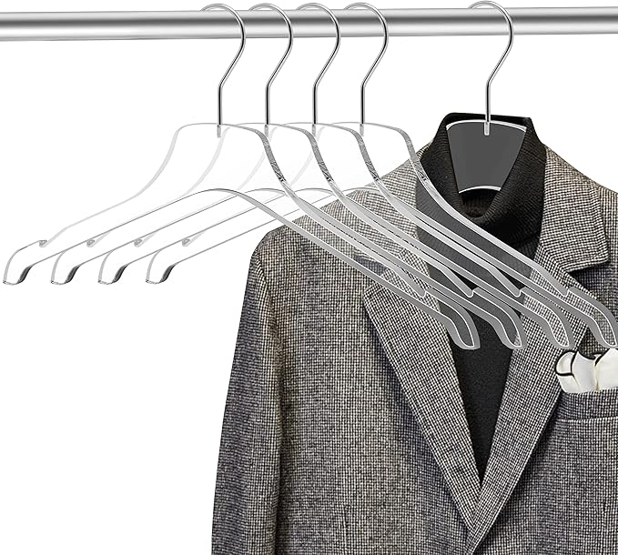 Quality Acrylic Clear Hangers, Made of Clear Acrylic for a Luxurious Look and Feel with Swivel Hook (Clear - Shirt, 5)