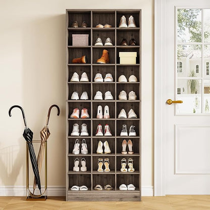 LITTLE TREE 70.9" Tall Shoe Rack, 10-Tier Freestanding Shelf, Max. Store 30 Pairs, Shoe Cabinet Organizer for Living Room, Entryway, Cloakroom, Grey