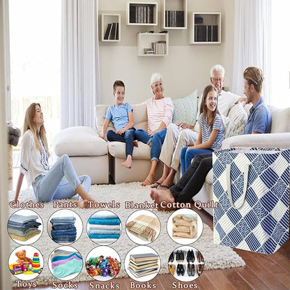 Waterproof Laundry Hamper Collapsible Laundry Basket Leather Handle Laundry Bag Large Clothes Storage Toy Organization for Bathroom Bedroom Laundryroom College Dorms (LXY-888)