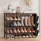 Bamboo Shoe Rack, 4 Tiers Shoe Organizer for Closet, Shoes Storage for 20-24 Pairs, Freestanding Shoe Shelf with Removable Pocket for Entryway Bedroom Front Door Dorm, Walnut Brown