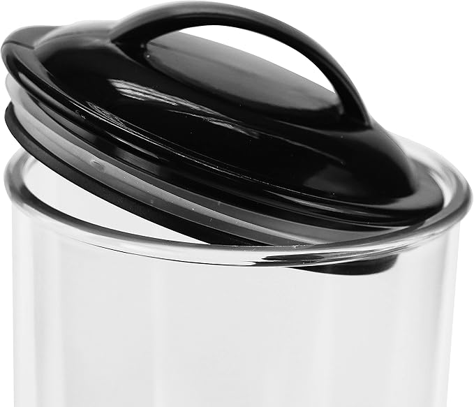 Reston Lloyd Tall Clear Spaghetti Pasta Storage Canister Container with Airtight Lid BPA Free for Kitchen Pantry Organization, Black