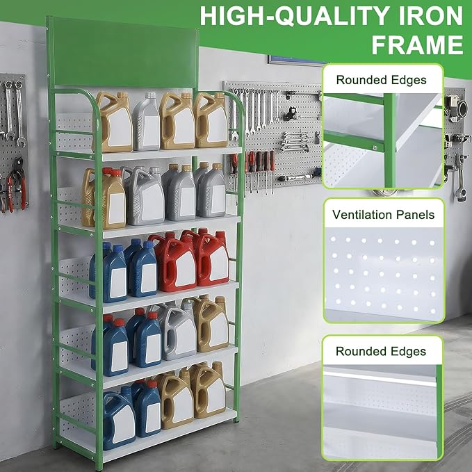 5 Tier Supermarket Large Sample Display Shelf with Signboard Metal Retail Candy Display Rack for Kitchen Office and Convenience Store