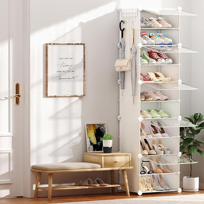 Shoe Storage,10 Tier Shoe Rack Organizer for Closet Shoe Cabinet with Door Shoe Shelves for Closet,Entryway,Hallway,Bedroom