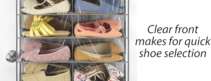 Whitmor Over The Door Shoe Shelves - 26 Sections - Crosshatch Gray