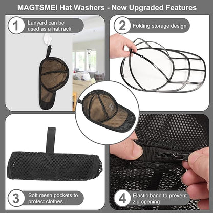 MAGTSMEI Hat Washer Cage for Washing Machine, Hat Washer Cage，Baseball Cap Washing Cage,Cleaning and Protecting Hats in Dishwasher