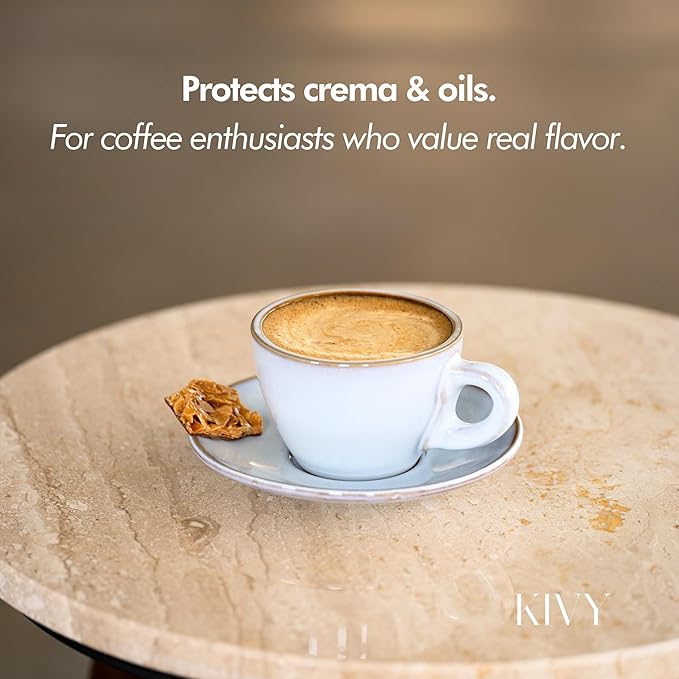 KIVY Vacuum Coffee Canister - Push Lid Preserves Coffee Aroma & Oil - Stainless Steel Airtight Coffee Canister - Container for Ground & Coffee Bean Storage - Coffee Storage Jar - Removes Excess Air