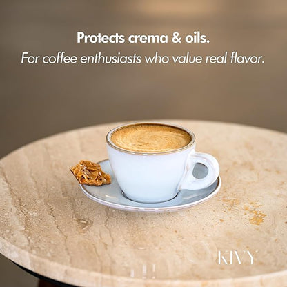 KIVY Vacuum Coffee Canister - Push Lid Preserves Aroma & Oil - Stainless Steel Airtight Container for Ground & Bean Storage - Removes Excess Air