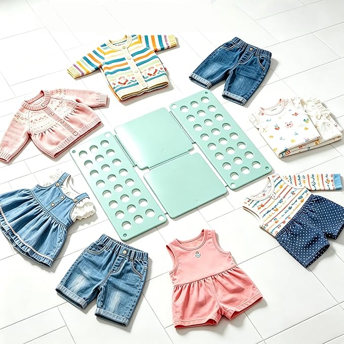 Toddler Shirt Folding Board (Ages 1–7) – Build Independence & Fine Motor Skills, Mini Kids Clothes Folding Board & Shirt Folder, Portable Laundry Organizer for Small Sizes (Sky Blue)