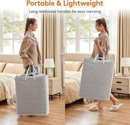 Lifewit 2 Pack Laundry Basket 125L Each, Collapsible Clothes Hamper with Reinforced Handles, Freestanding Waterproof Design for Bedroom and Laundry Room, Grey 250L Total