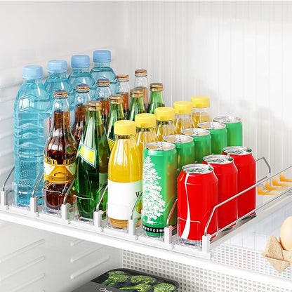 Drink Organizer for Fridge，Automatic Drink Dispenser for Fridge, 12-20oz Soda Can Dispenser for Refrigerator, Soda Can Organizer for Pantry Holds up to 30 Cans, 6 Row