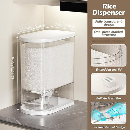 SYNCVIBE Rice Dispenser 22-25 Lbs Rice Storage Container with Measuring Cup Moisture Proof, Large Cereal Dry Food Storage, Household Airtight Food Dispenser Bucket for Kitchen Pantry Organization