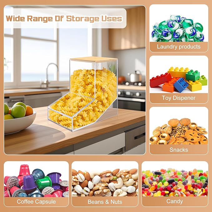 JYPS Laundry Box, Acrylic Dishwasher Pod Holder with 2 Lids, Powder Dispenser, Drying Ball, Beads, Soap Storage Case for Room Table/Wall Mounted, Snack Candy Storage (2pcs-normal)