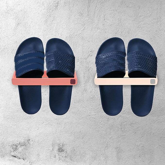 Garneck 4pcs Wall Mounted Slipper Storage Rack Punch-free Shoe Holder Organizer Multi-use Hanging Shoe Rack for Bathroom and Closet, Space-saving Slippers Holder Set