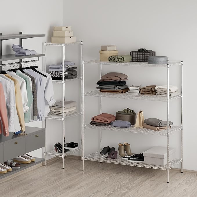 24" Deep x 54" Wide x 64" Height Wire Shelving Kit | 4-Tier | NSF Commercial Storage Rack Unit