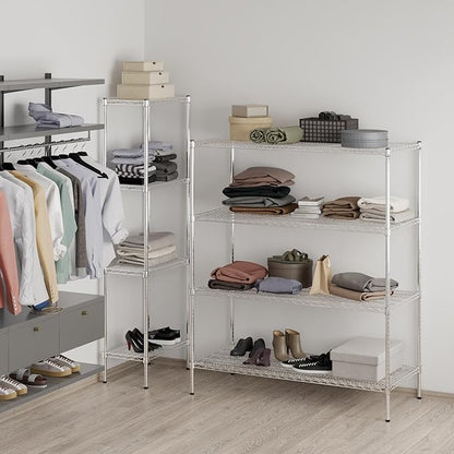 24" Deep x 54" Wide x 64" Height Wire Shelving Kit | 4-Tier | NSF Commercial Storage Rack Unit