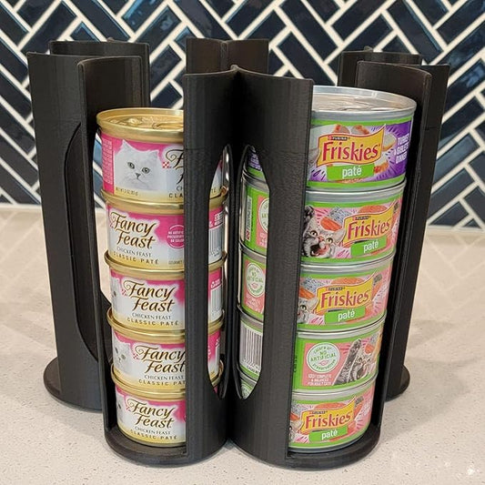 Cat Food Organizer Holder - Can Organizer for Pantry, Wet Cat Food Storage Container for 3oz & 5.5oz, Vertical Dispenser, Space Saving Pantry Stand for Kitchen Cabinet & Countertop (black)